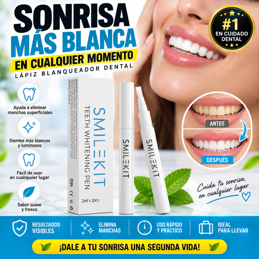 SMILEKIT - Lápiz Blanqueador Dental para una Sonrisa Más Blanca y Brillante